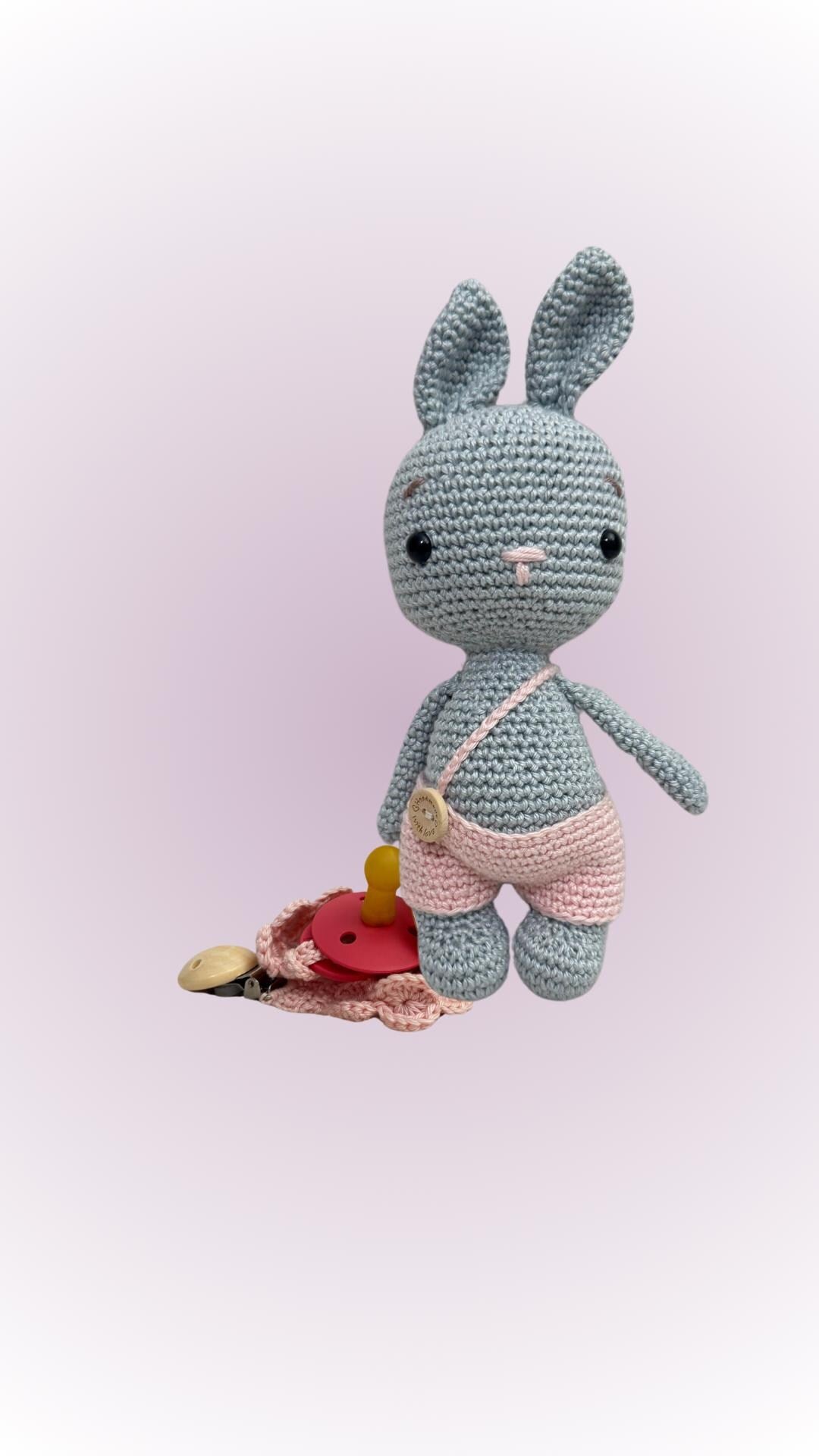 Coniglietto amigurumi dolci sogni e catenella porta ciuccio abbinata