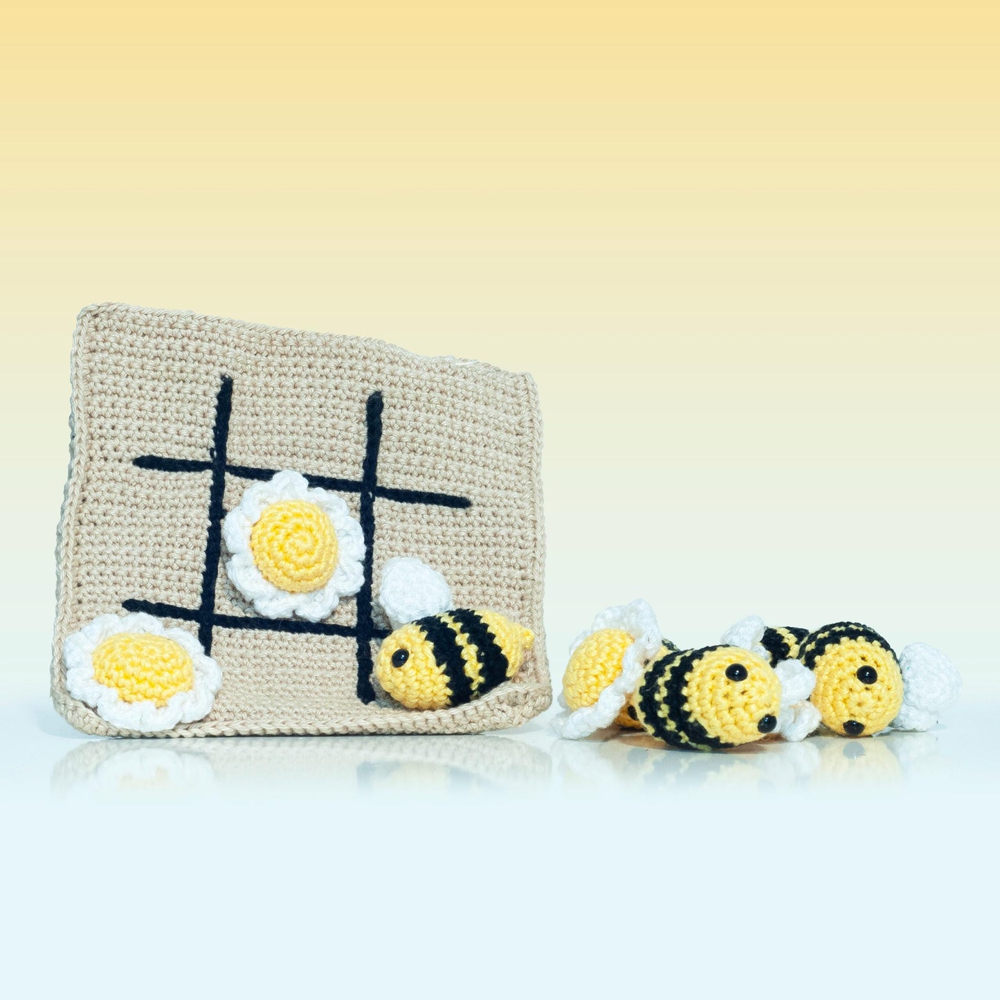Gioco del Tris in Cotone - Artigianale con Apette e Fiorellini